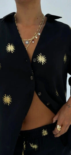 Never Fully Dressed Gold Sun Miley Shirt - Black -Lulu&M IMG 4419
