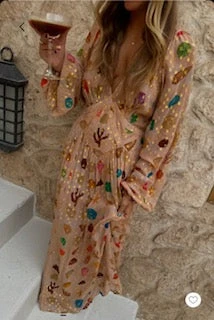 Alternative view of Never Fully Dressed Shell Reign Dress - Gold Multi