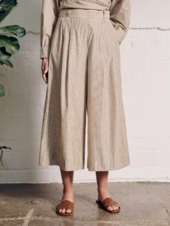 Vivere Isla Wide Palazzo Pant - Beige Stripe 9 Vivere Isla Wide Palazzo Pant - Beige Stripe -Lulu&M ISLA F jpg