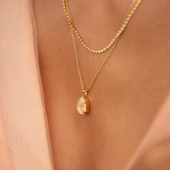 Alternative view of Caroline Svedbom Mini Drop Necklace Gold - Ivory Cream Delite