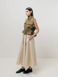 Emin + Paul Utility Vest Jacket - Khaki 9 Emin + Paul Utility Vest Jacket - Khaki -Lulu&M JK3109 KHAKI SIDE