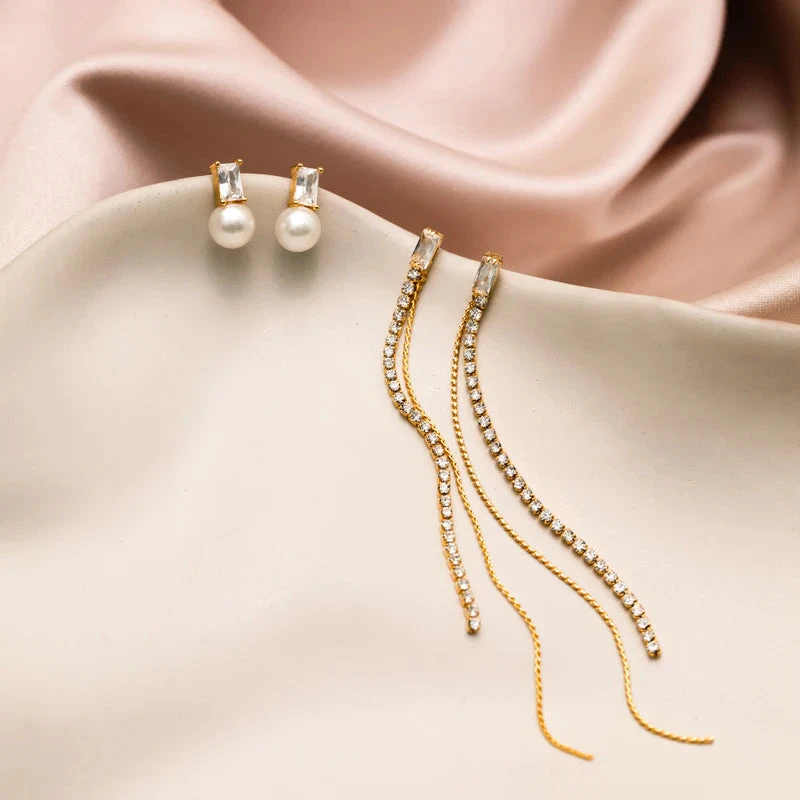 Orelia Baguette & Crystal Fine Drop Earrings 5 Orelia Baguette & Crystal Fine Drop Earrings - Image 3