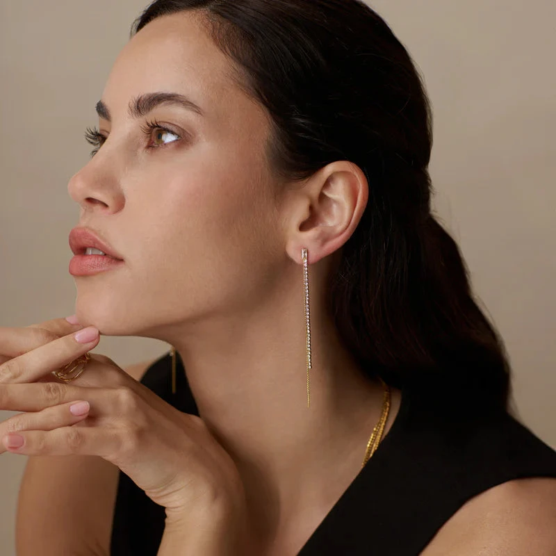 Orelia Baguette & Crystal Fine Drop Earrings 4 Orelia Baguette & Crystal Fine Drop Earrings - Image 2