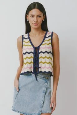 Seventy + Mochi Edie Tie Vest - Lime Strip