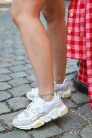 Alternative view of DWRS Los Angeles Trainers - White/Yellow Gold