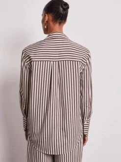 Vivere Lois Stripe Easy Shirt - Brown/Cream -Lulu&M Lois Brown Stripe B jpg