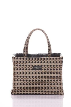 Sorena Madalena Medium Tote Bag - Black/Beige
