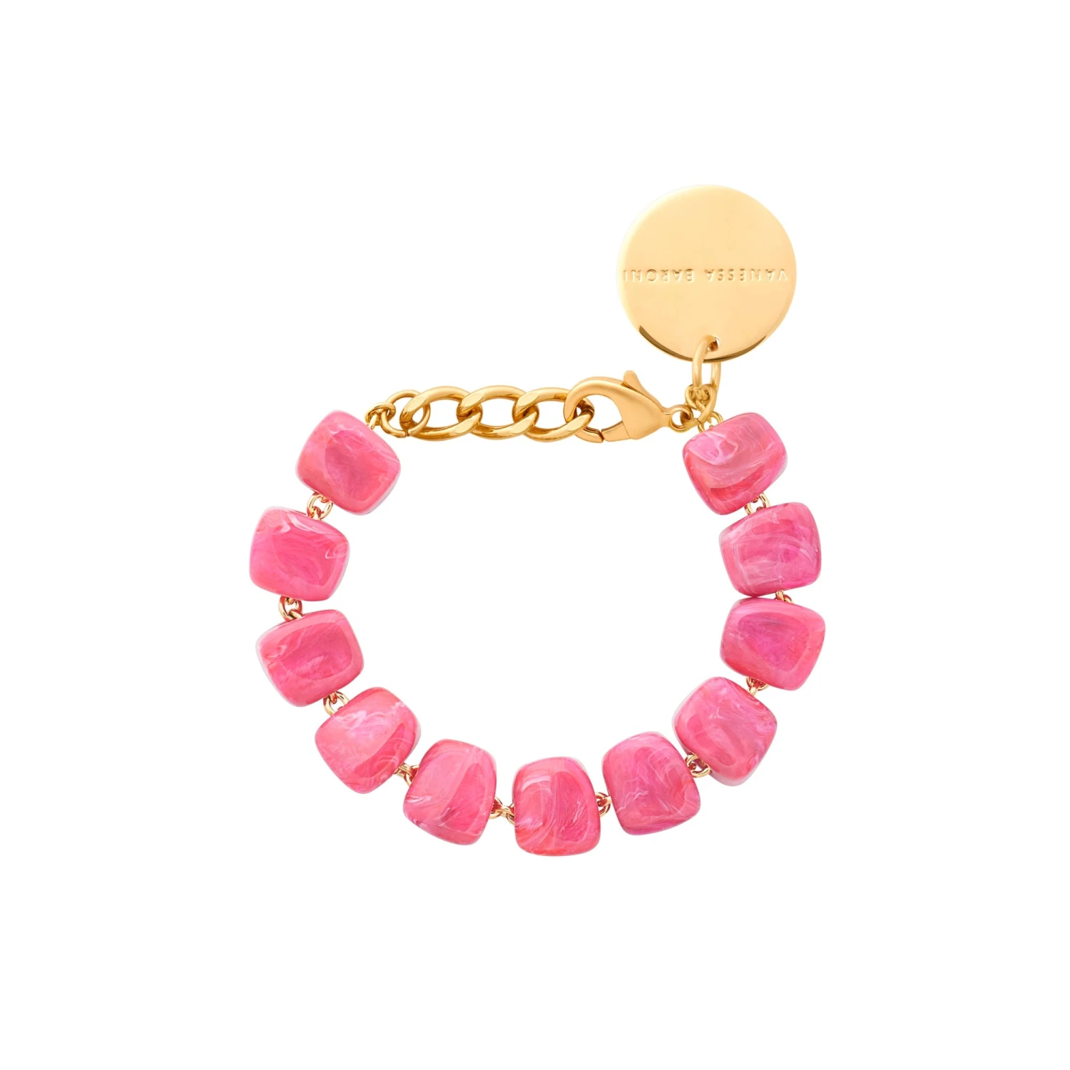 Vanessa Baroni Mini Organic Shaped Bracelet - Raspberry Marble 3 Vanessa Baroni Mini Organic Shaped Bracelet - Raspberry Marble