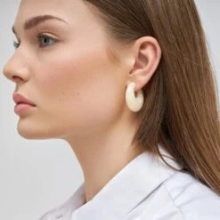 Vanessa Baroni Moon Earring - Pearl Marble -Lulu&M MoonEarringpearlmarble M038 jpg