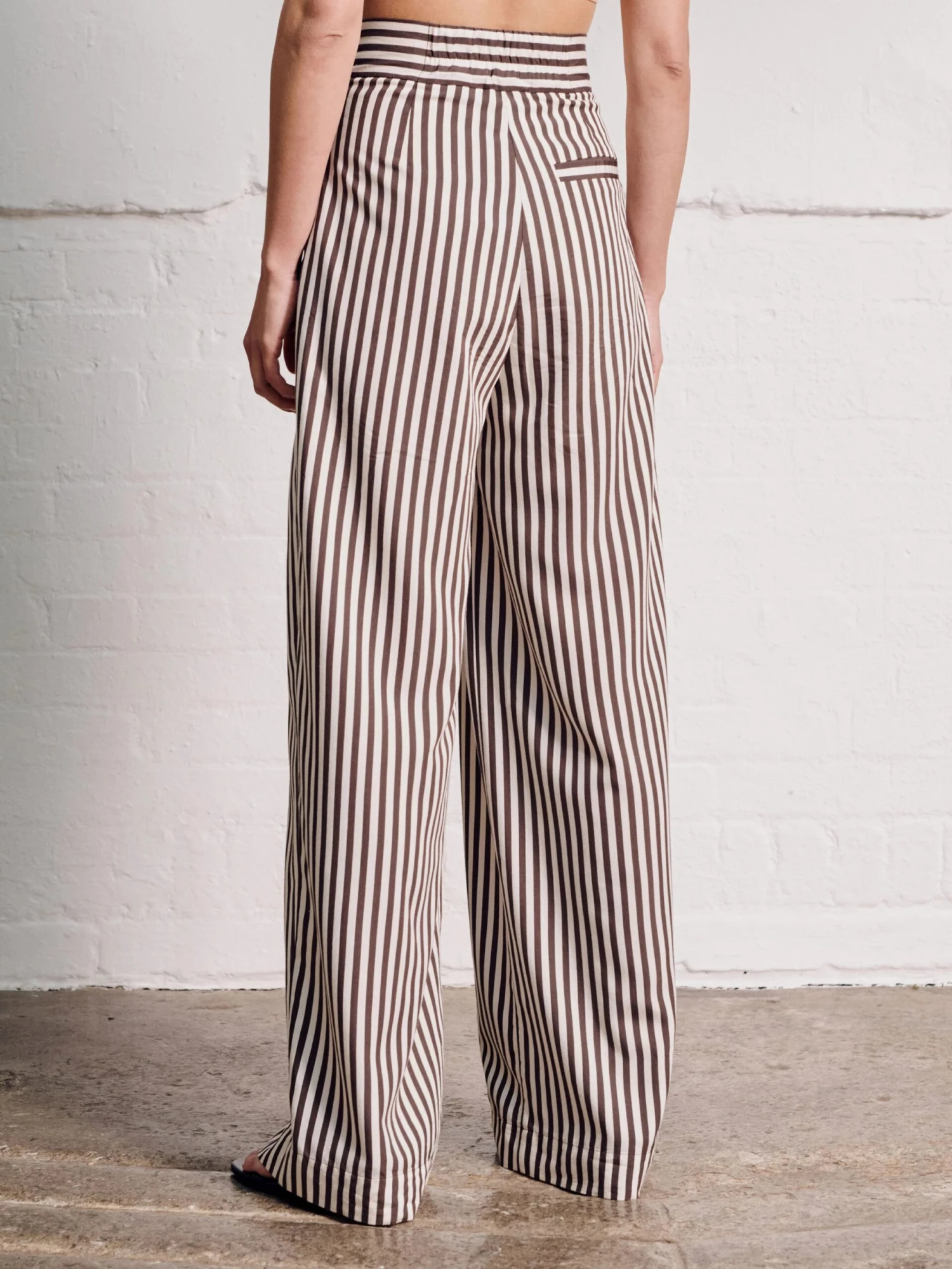 Vivere Nellie High Waisted Palazzo Trouser - Brown/Cream Stripe 4 Vivere Nellie High Waisted Palazzo Trouser - Brown/Cream Stripe - Image 2