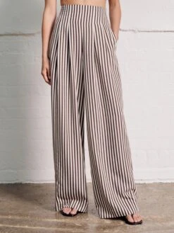Vivere Nellie High Waisted Palazzo Trouser - Brown/Cream Stripe 9 Vivere Nellie High Waisted Palazzo Trouser - Brown/Cream Stripe -Lulu&M NELLY F jpg