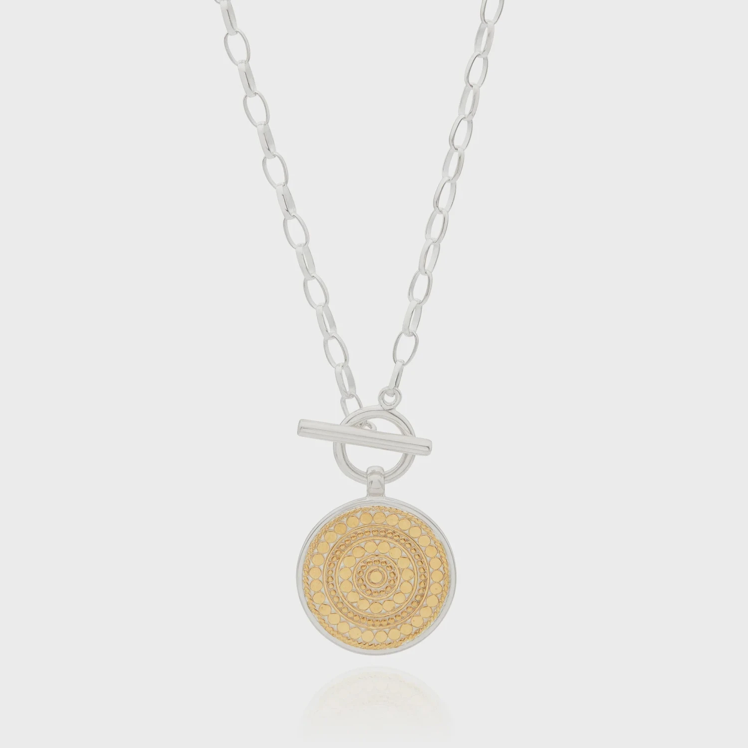 Anna Beck Contrast Dotted Circle Toggle Necklace - Gold/Silver 3 Anna Beck Contrast Dotted Circle Toggle Necklace - Gold/Silver