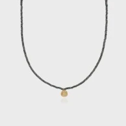 Anna Beck Beaded Hematite Circle Pendant Necklace