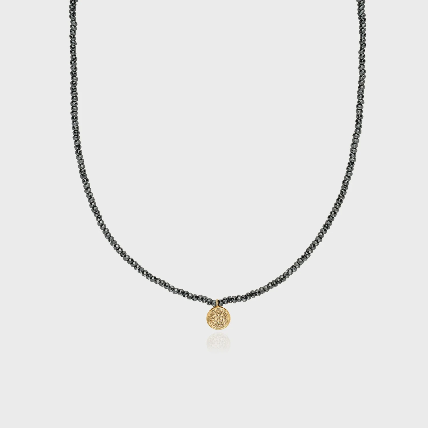 Anna Beck Beaded Hematite Circle Pendant Necklace 3 Anna Beck Beaded Hematite Circle Pendant Necklace