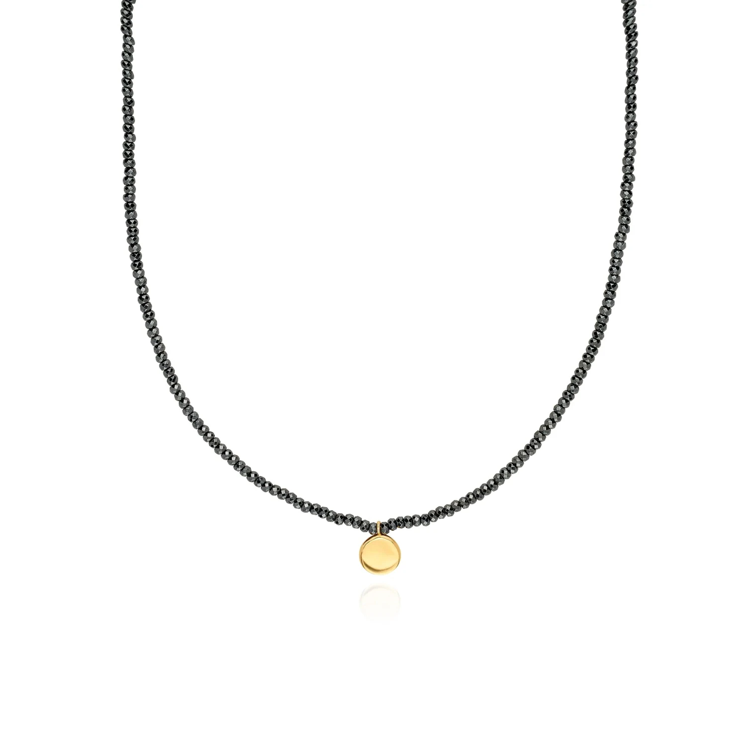 Anna Beck Beaded Hematite Circle Pendant Necklace 6 Anna Beck Beaded Hematite Circle Pendant Necklace - Image 4