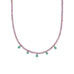 Anna Beck Vista Beaded Necklace - Lilac/Turquoise/Gold