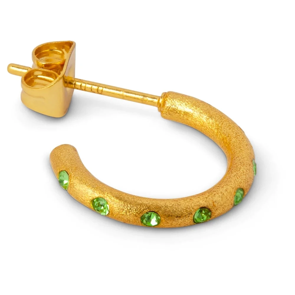 LULU Copenhagen OMG Hoops Pair Earrings Crystal Green - Gold Plated 5 LULU Copenhagen OMG Hoops Pair Earrings Crystal Green - Gold Plated - Image 3