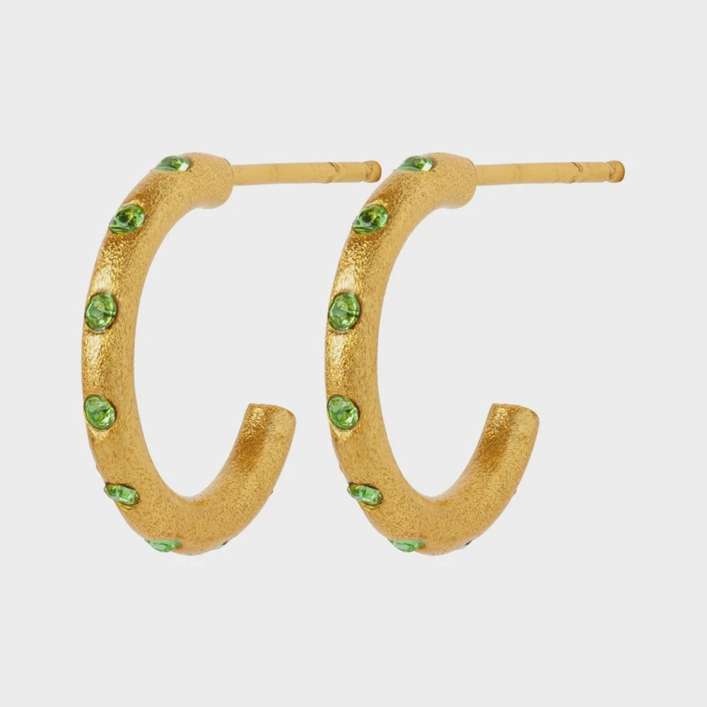 LULU Copenhagen OMG Hoops Pair Earrings Crystal Green - Gold Plated 6 LULU Copenhagen OMG Hoops Pair Earrings Crystal Green - Gold Plated - Image 4