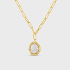 Orelia Organic Molten Pearl Pendant Necklace