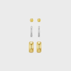 Orelia Mixed Plate Stud And Micro Hoop Pack