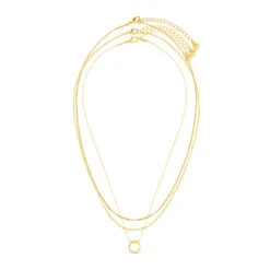 Orelia Mini Open Circle Textured 3-Row Necklace 7 Orelia Mini Open Circle Textured 3-Row Necklace -Lulu&M ORE30596 png