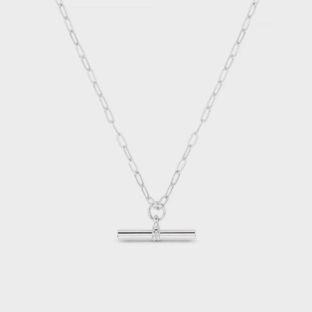 Orelia Chunky T-Bar Necklace Silver 3 Orelia Chunky T-Bar Necklace Silver