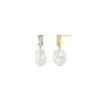 Orelia Baguette & Pearl Drop Earring 2 Orelia Baguette & Pearl Drop Earring -Lulu&M ORE30656