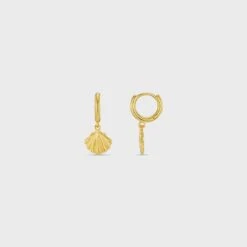 Orelia Shell Charm Micro Hoops - Gold