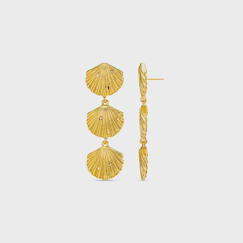 Orelia Statement Embellished Shell Drop Earrings - Gold 3 Orelia Statement Embellished Shell Drop Earrings - Gold