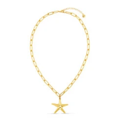 Orelia Statement Polished Starfish Charm Necklace - Gold -Lulu&M ORE30772 png