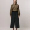 Emin + Paul Cropped Elastic Waist Culottes - Navy 1 Emin + Paul Cropped Elastic Waist Culottes - Navy -Lulu&M PT1605 NAVY FRONT