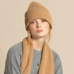 Green Thomas Hat - Camel -Lulu&M RIBBEDHATCAMEL 45 jpg