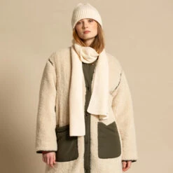 Alternative view of Green Thomas Ribbed Scarf - Winter White