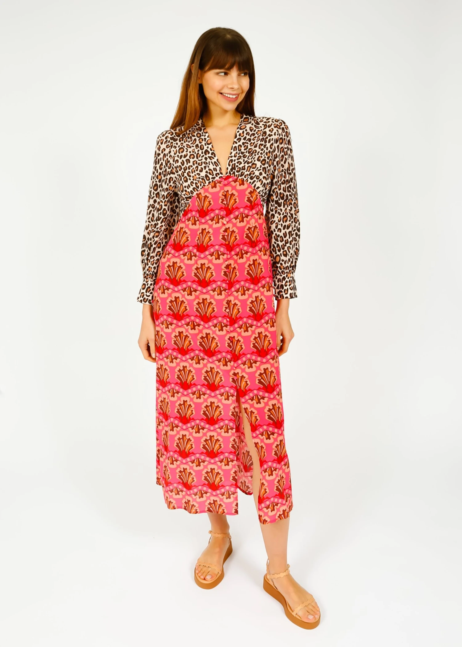 Primrose Park Opal Dress - Brown Leo/Pink Zigzag 3 Primrose Park Opal Dress - Brown Leo/Pink Zigzag