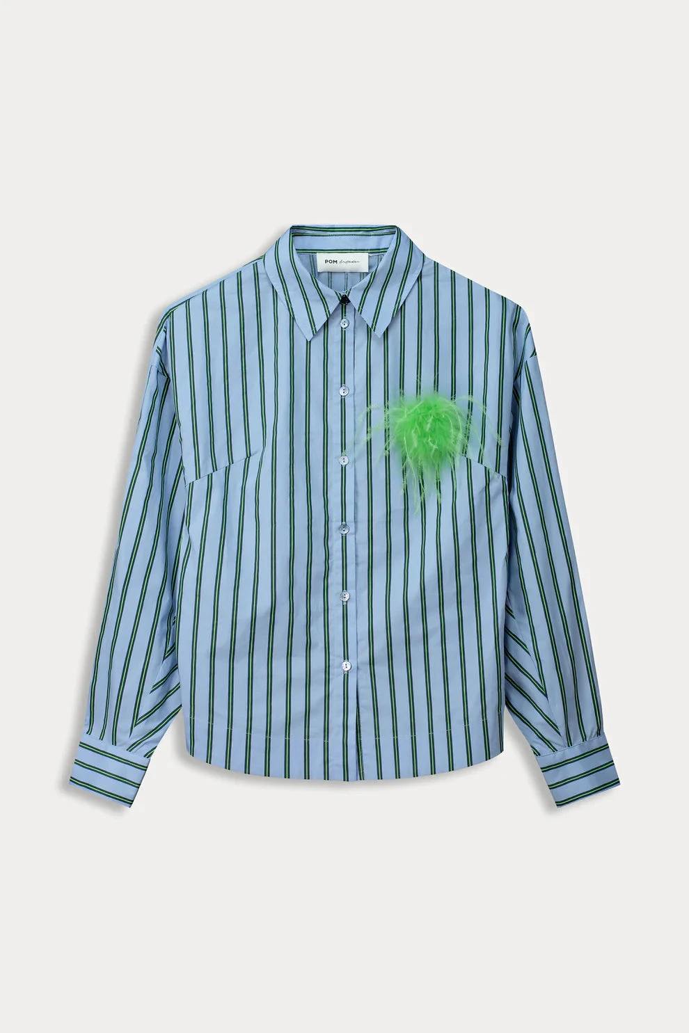 Pom Amsterdam Striped Poplin Blouse - Cloudy Blue 4 Pom Amsterdam Striped Poplin Blouse - Cloudy Blue - Image 2