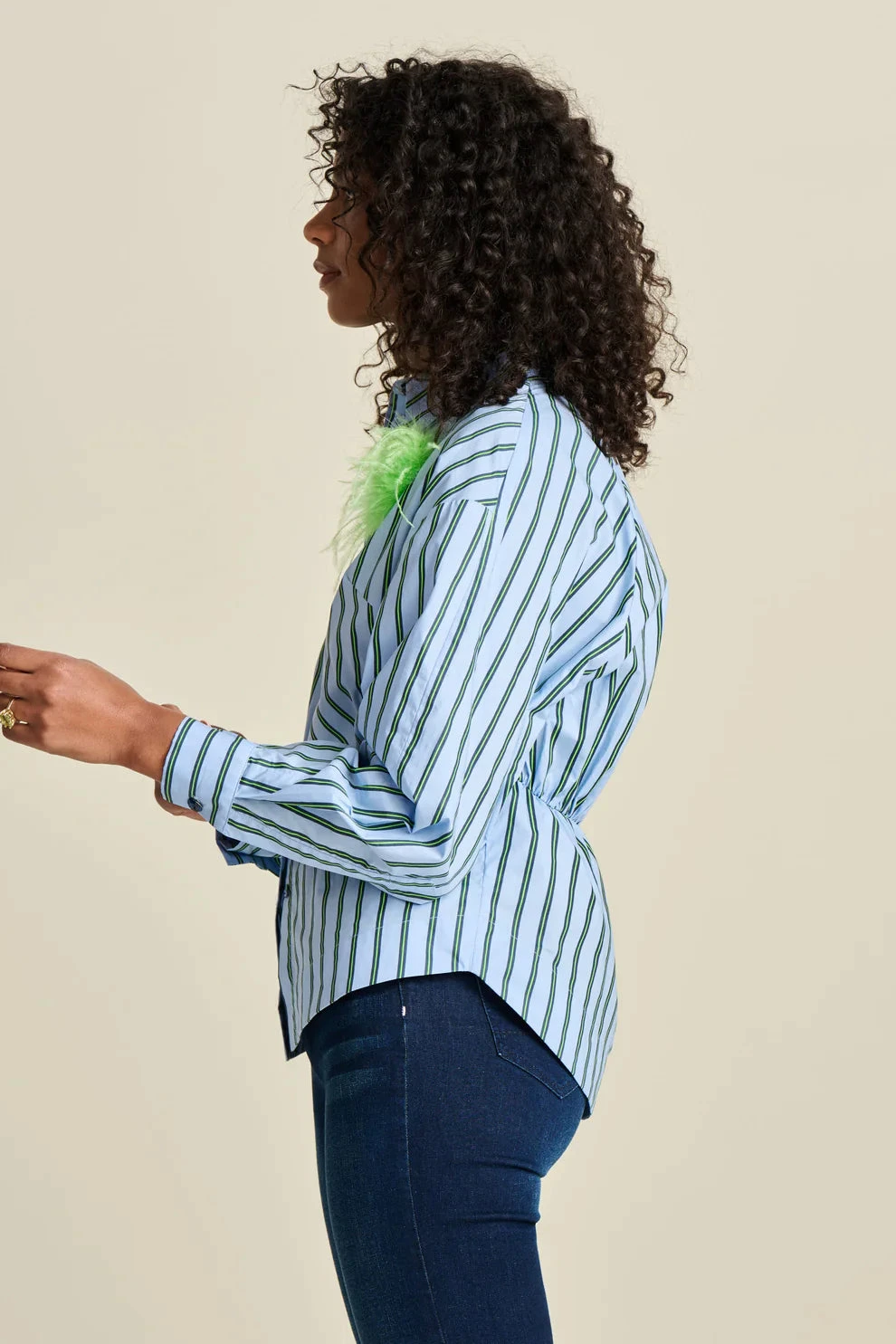 Pom Amsterdam Striped Poplin Blouse - Cloudy Blue 5 Pom Amsterdam Striped Poplin Blouse - Cloudy Blue - Image 3