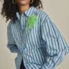 Pom Amsterdam Striped Poplin Blouse - Cloudy Blue -Lulu&M SP7955 07 POM Amsterdam BLOUSE Striped Poplin Cloudy Blue jpg