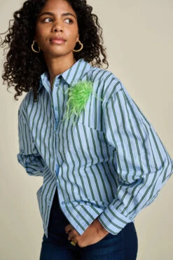 Pom Amsterdam Striped Poplin Blouse - Cloudy Blue 12 Pom Amsterdam Striped Poplin Blouse - Cloudy Blue -Lulu&M SP7955 07 POM Amsterdam BLOUSE Striped Poplin Cloudy Blue jpg