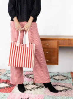 Alternative view of Black Colour Piper Tote Bag - Red Stripe