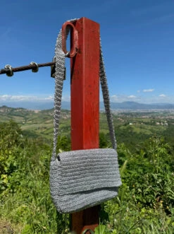 Alternative view of Black Colour Raffia Style Clutch - Silver