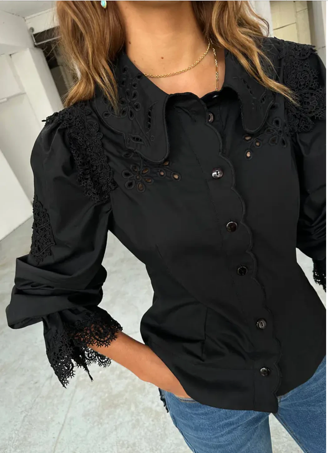 Never Fully Dressed Sicily Embroidered Shirt - Black 4 Never Fully Dressed Sicily Embroidered Shirt - Black - Image 2