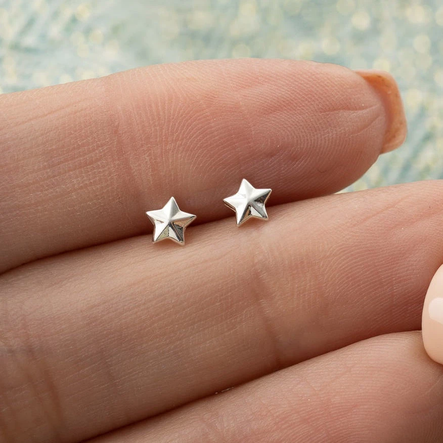 Scream Pretty Faceted Star Stud Earrings - Sterling Silver 4 Scream Pretty Faceted Star Stud Earrings - Sterling Silver - Image 2