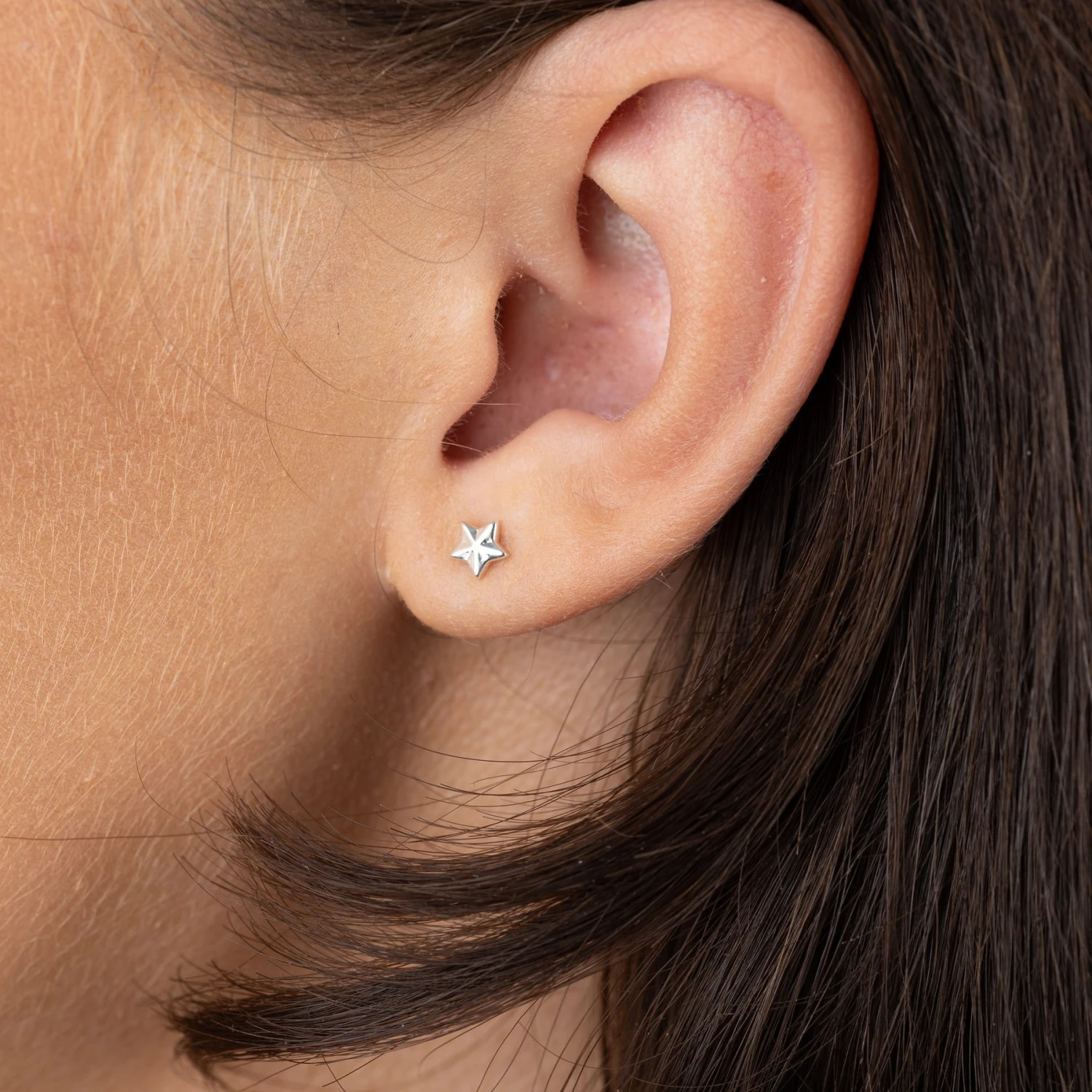 Scream Pretty Faceted Star Stud Earrings - Sterling Silver 5 Scream Pretty Faceted Star Stud Earrings - Sterling Silver - Image 3