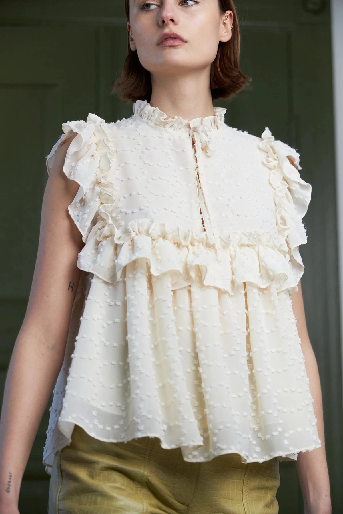 Stella Nova SLeeveless Blouse With Flounce - Vanilla 3 Stella Nova SLeeveless Blouse With Flounce - Vanilla
