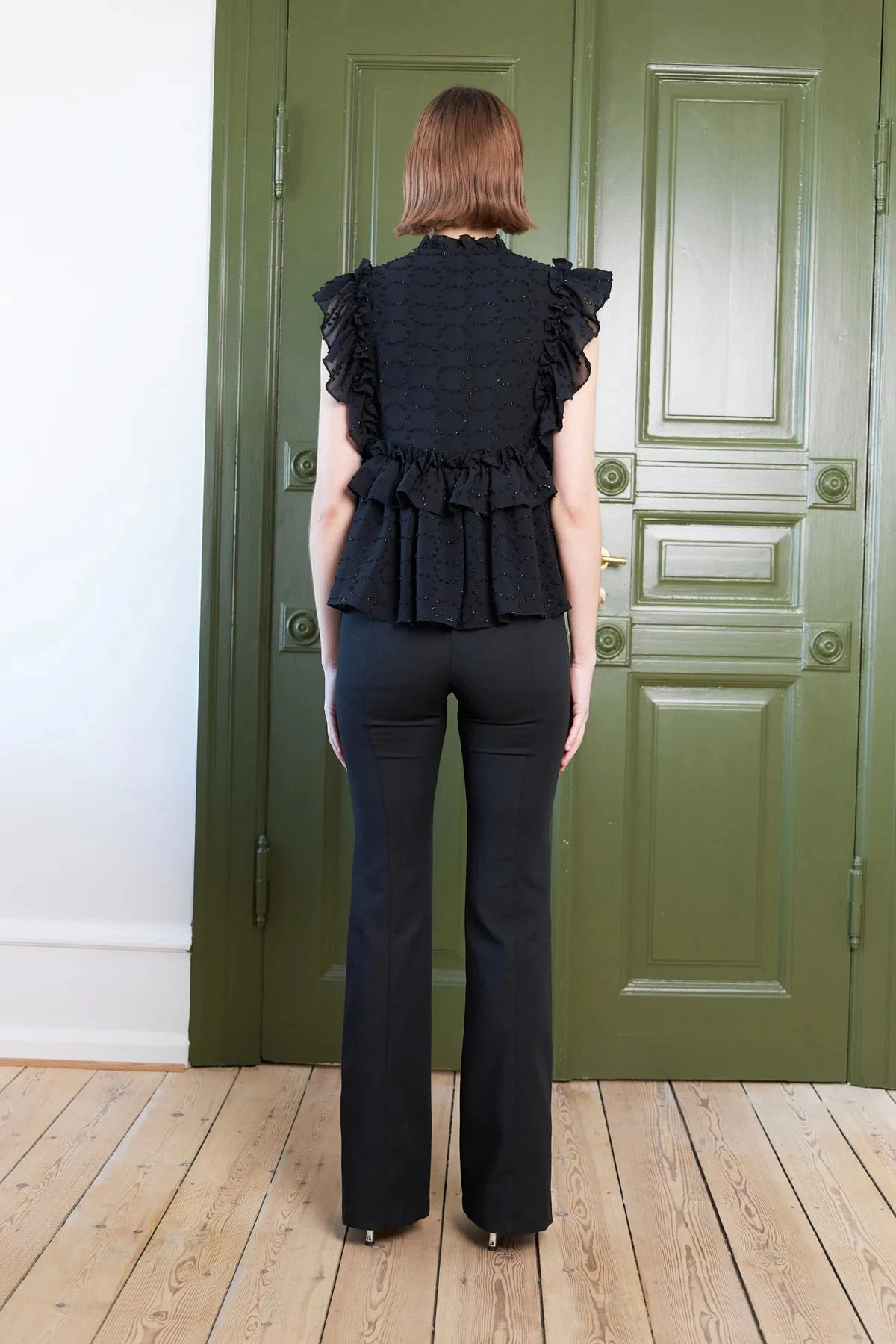 Stella Nova Sleeveless Blouse With Flounce - Black 5 Stella Nova Sleeveless Blouse With Flounce - Black - Image 3