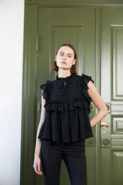 Alternative view of Stella Nova Sleeveless Blouse With Flounce - Black