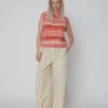 Stella Nova Striped Sleeveless Knit - Sunshine Orange -Lulu&M Striped Mohair Cardigan Vest Slipover WM51 3039 176 Sunshine Orange jpg