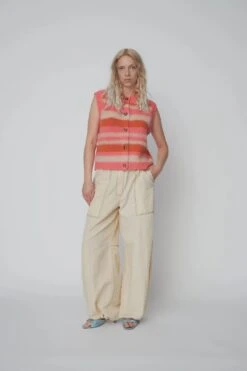 Stella Nova Striped Sleeveless Knit - Sunshine Orange
