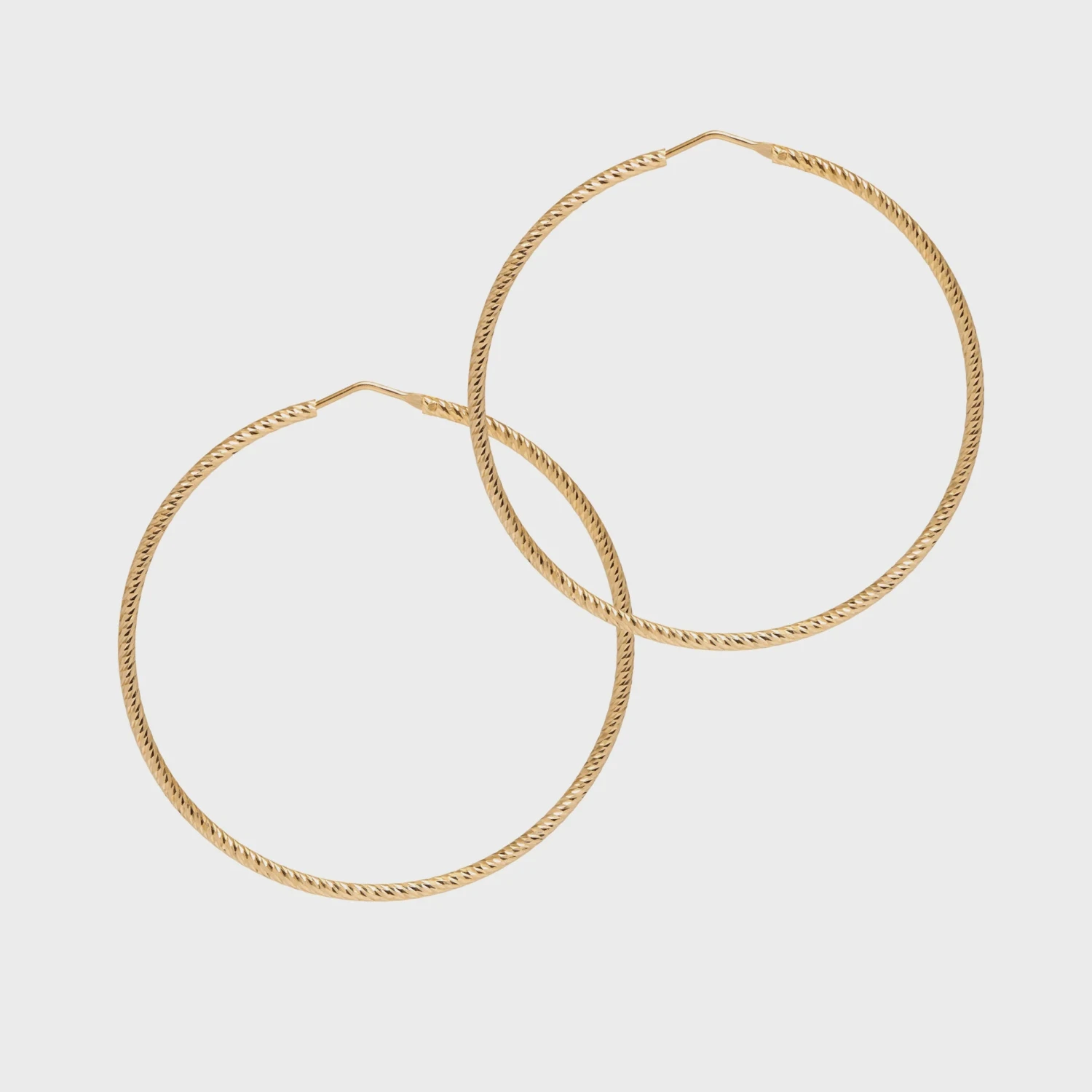 Roma Large Diamond Cut Hoop Earrings - Gold 4 Roma Large Diamond Cut Hoop Earrings - Gold - Image 2