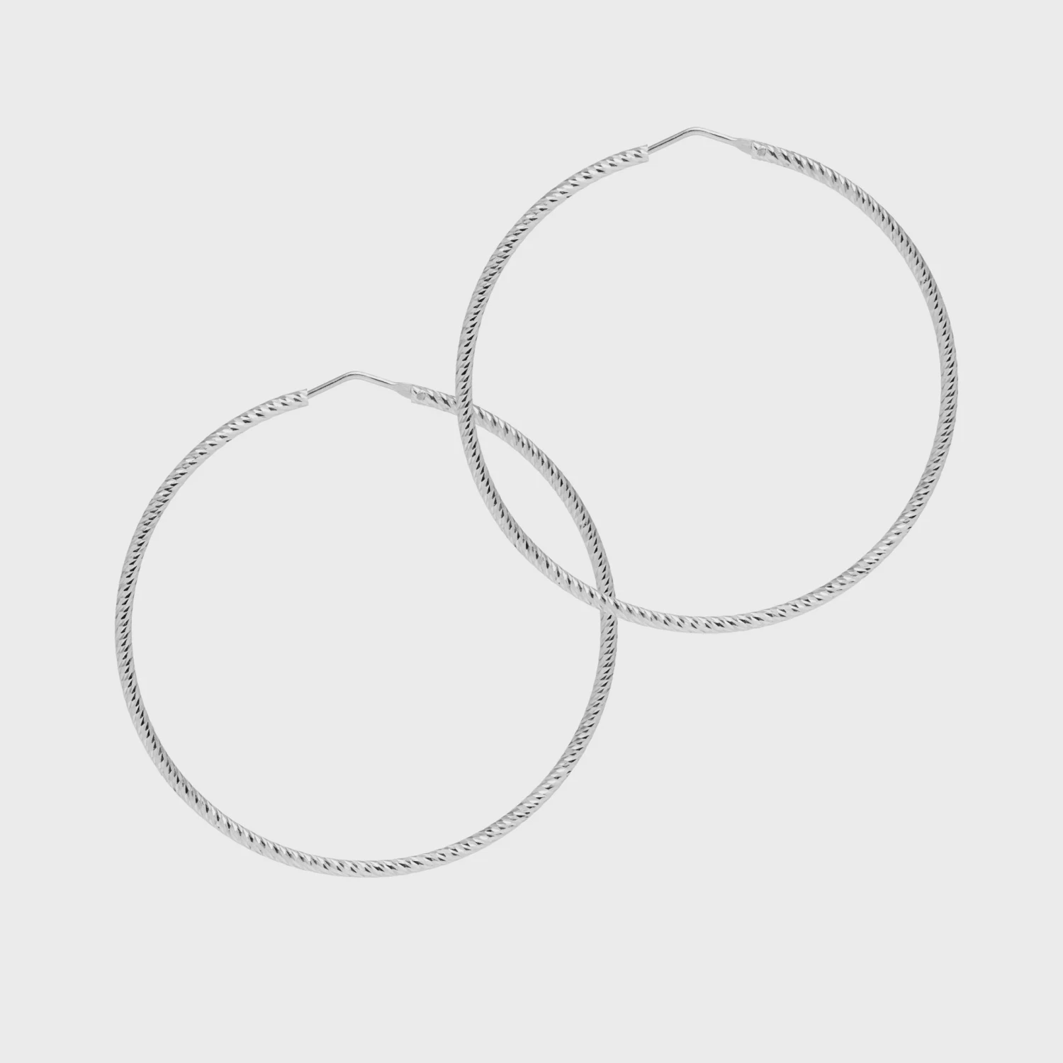 Roma Large Diamond Cut Hoop Earrings - Silver 3 Roma Large Diamond Cut Hoop Earrings - Silver